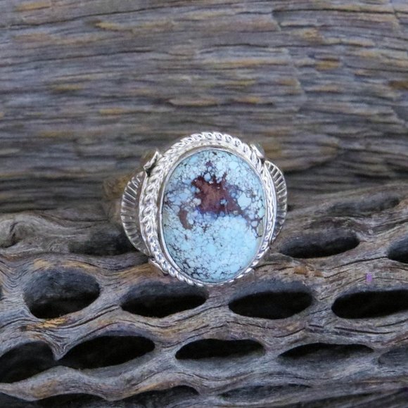 Men's Native American Golden Hill Turquoise Sterling Silver Ring Size 10 3/4
